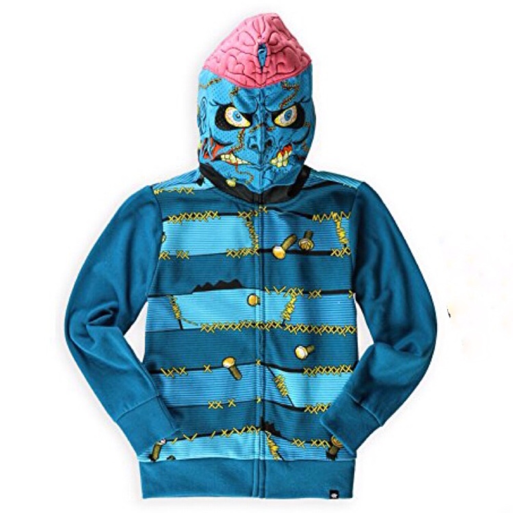 Turquoise Blue Character-Inspired Hoodie with Playful Design